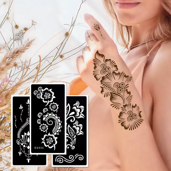 Rose Vine Mehndi Henna Stencil