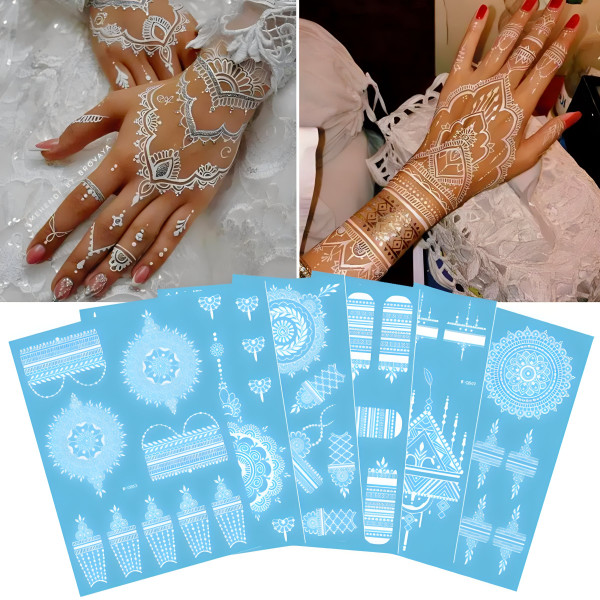 Non-Reusable White Henna Lace Stickers 