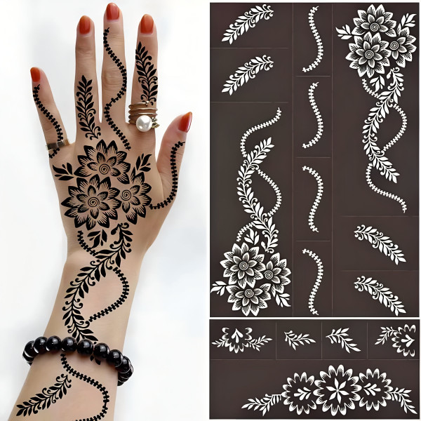 Diamond Flower Mehndi Henna Stencil