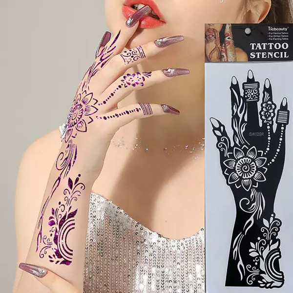 Big Hands Henna Tattoo Stencil Pair